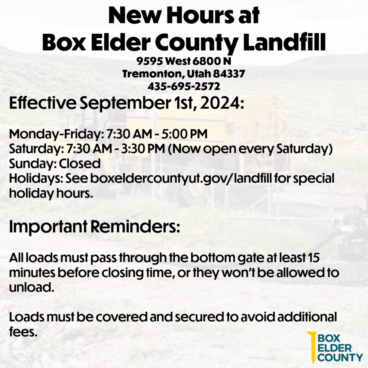 Box Elder County Landfill Hours